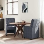 Dining Chairs with Wheels 2 pcs Dark grey 58 x 67 x 97 cm
