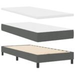 Box Spring Bed Dark Grey and White 107 x 203 cm Fabric