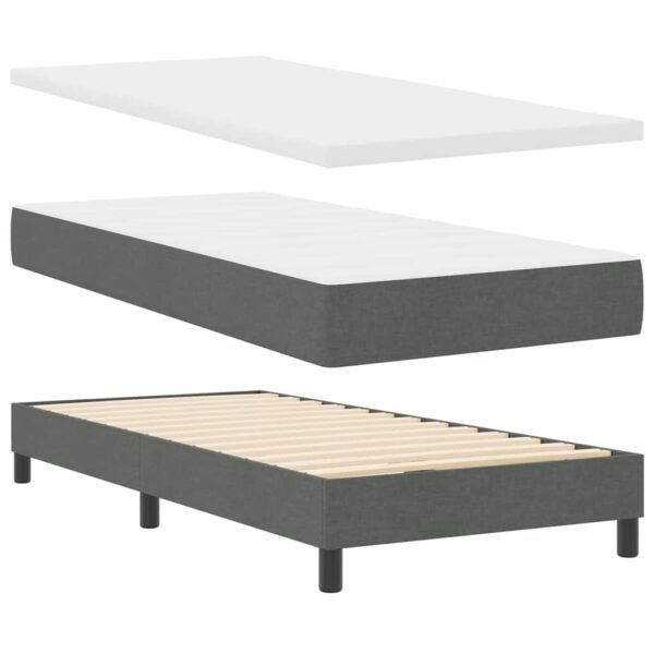 Box Spring Bed Dark Grey and White 107 x 203 cm Fabric