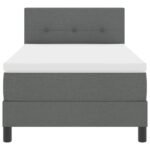 Box Spring Bed Dark Grey and White 107 x 203 cm Fabric