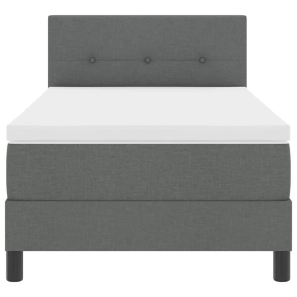 Box Spring Bed Dark Grey and White 107 x 203 cm Fabric