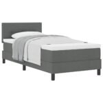 Box Spring Bed Dark Grey and White 107 x 203 cm Fabric