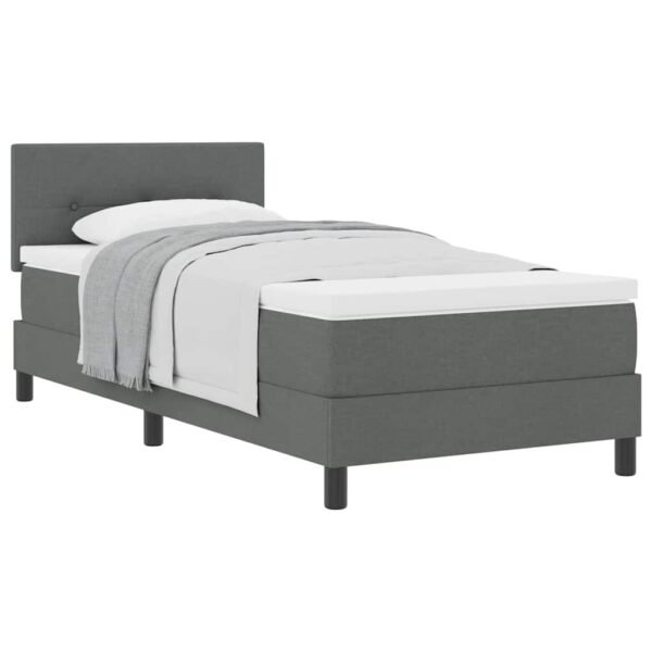 Box Spring Bed Dark Grey and White 107 x 203 cm Fabric