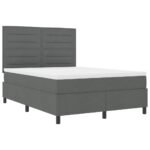 Box Spring Bed Dark Grey and White 152 x 203 cm Fabric