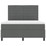 Box Spring Bed Dark Grey and White 152 x 203 cm Fabric