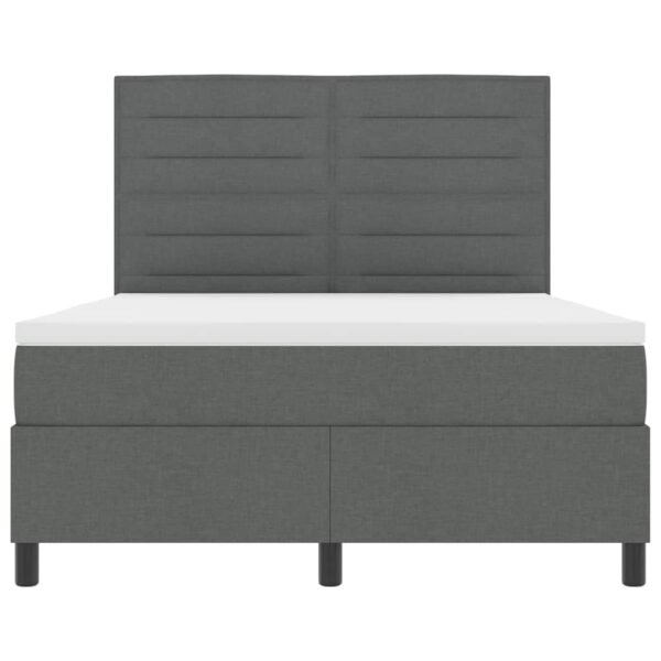 Box Spring Bed Dark Grey and White 152 x 203 cm Fabric