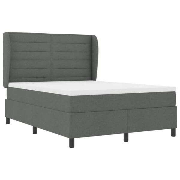 Box Spring Bed Dark Grey and White 152 x 203 cm Fabric