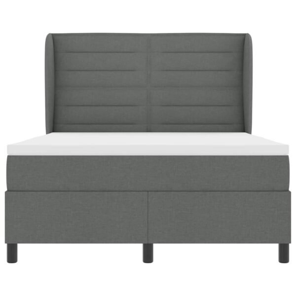 Box Spring Bed Dark Grey and White 152 x 203 cm Fabric