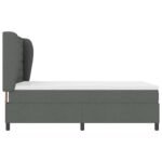 Box Spring Bed Dark Grey and White 152 x 203 cm Fabric