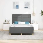 Bed Frame with Headboard Dark Grey 137 x 190 cm Fabric