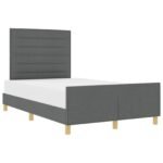 Bed Frame with Headboard Dark Grey 137 x 190 cm Fabric