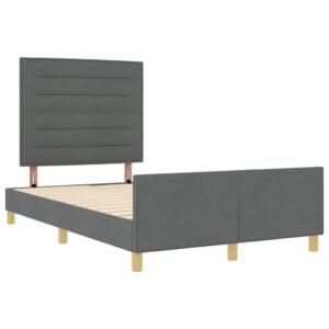 Bed Frame with Headboard Dark Grey 137 x 190 cm Fabric