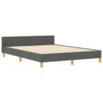 Bed Frame with Headboard Dark Grey 152 x 203 cm Fabric