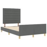 Bed Frame with Headboard Dark Grey 152 x 203 cm Fabric