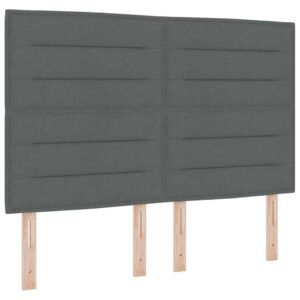 Bed Frame with Headboard Dark Grey 152 x 203 cm Fabric