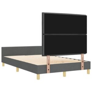 Bed Frame with Headboard Dark Grey 152 x 203 cm Fabric