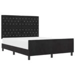 Bed Frame with Headboard Black 152 x 203 cm Velvet