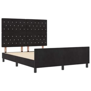 Bed Frame with Headboard Black 152 x 203 cm Velvet