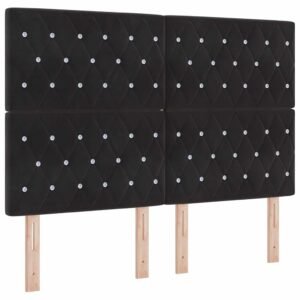 Bed Frame with Headboard Black 152 x 203 cm Velvet