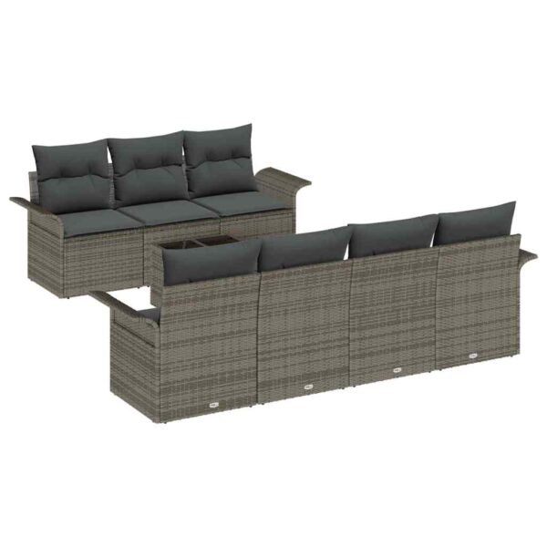 Garden Sofa Set with Cushion 8 pcs Grey Poly Rattan
