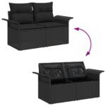 Garden Sofa Set with Storage 9 pcs Black Poly Rattan