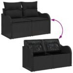 Garden Sofa Set with Cushion 7 pcs Black Poly rattan