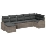 Sofa Set with Cushion with Storage 7 pcs Grey Poly Rattan