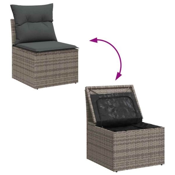 Sofa Set with Cushion with Storage 7 pcs Grey Poly Rattan