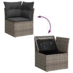 Sofa Set with Cushion with Storage 7 pcs Grey Poly Rattan