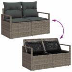 Sofa Set with Cushion with Storage 7 pcs Grey Poly Rattan