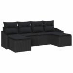 Garden Dining Set with Cushion with Storage 6 pcs Black
