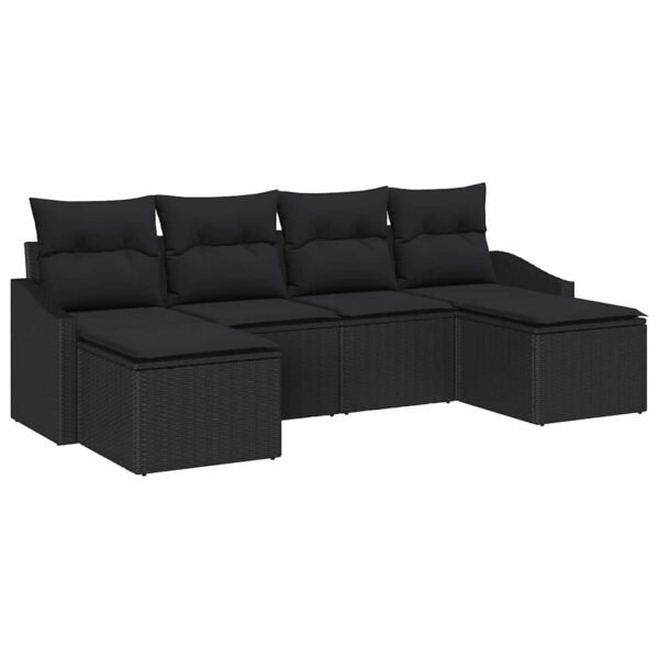 Garden Dining Set with Cushion with Storage 6 pcs Black