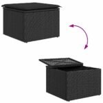 Garden Dining Set with Cushion with Storage 6 pcs Black