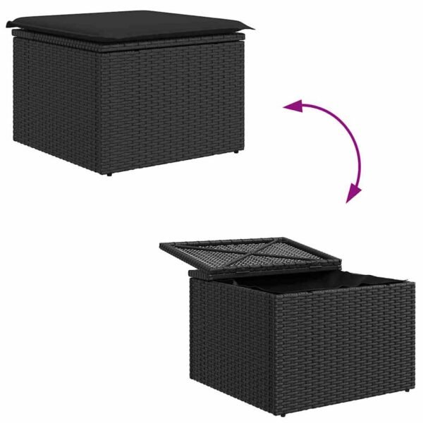 Garden Dining Set with Cushion with Storage 6 pcs Black