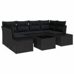 Garden Sofa Set with Cushion 8 pcs Black Poly Rattan