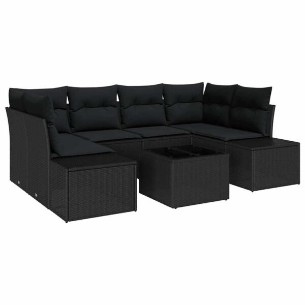 Garden Sofa Set with Cushion 8 pcs Black Poly Rattan