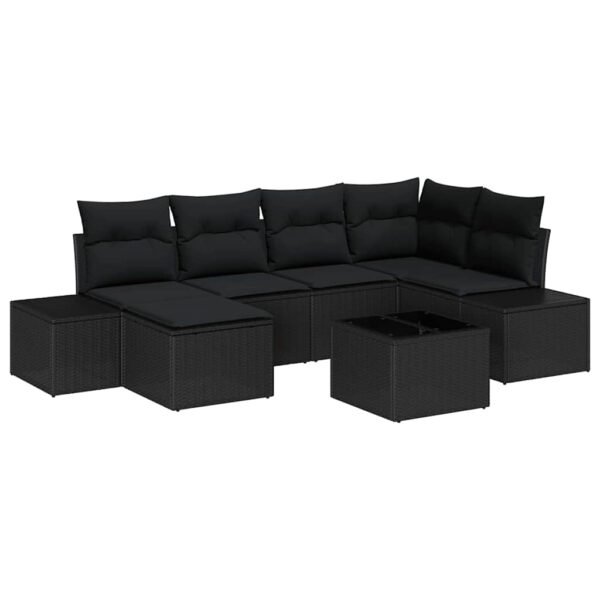 Garden Sofa Set with Cushion 6 pcs Black Poly Rattan