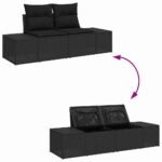 Garden Sofa Set with Cushion 7 pcs Black Poly Rattan