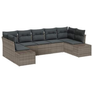Garden Sofa Set with Storage 7 pcs Grey Poly rattan