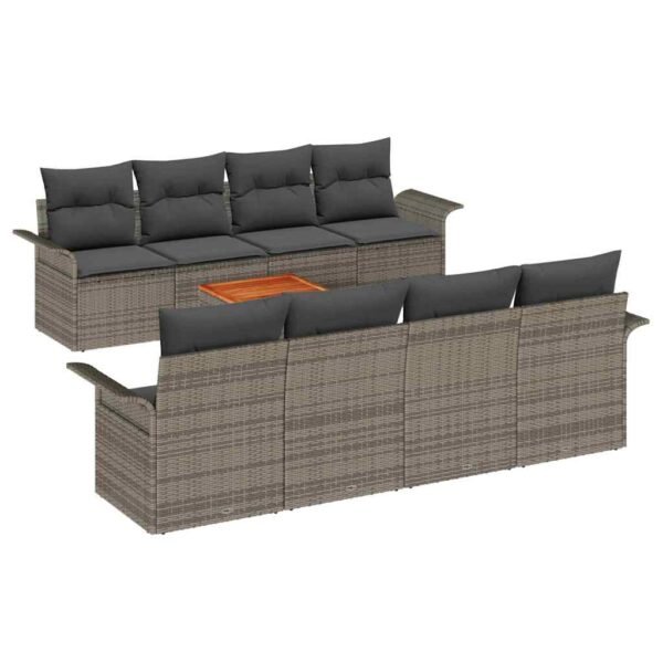 Garden Sofa Set with Storage 9 pcs Grey Poly Rattan