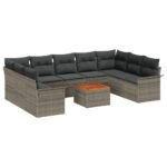 Garden Sofa Set with Storage 10 pcs Grey Poly Rattan