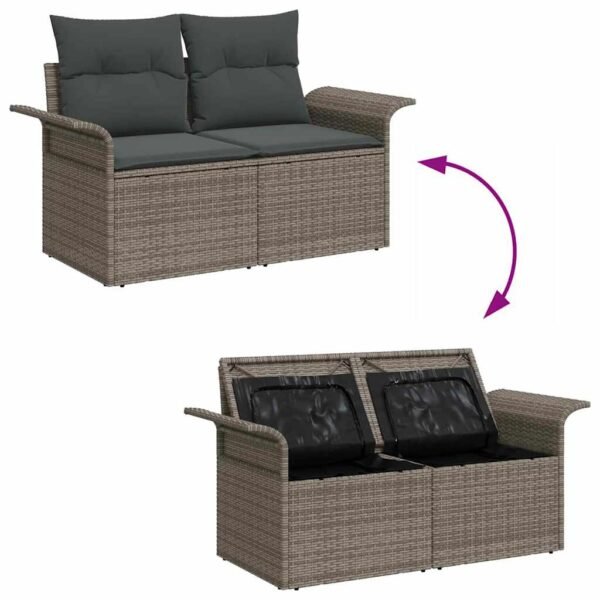 Garden Sofa Set with Storage 10 pcs Grey Poly Rattan