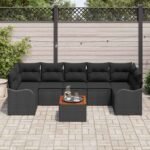Garden Sofa Set with Storage 8 pcs Black Poly Rattan