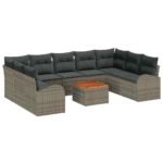 Garden Sofa Set with Storage 10 pcs Grey Poly Rattan