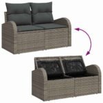 Garden Sofa Set with Storage 10 pcs Grey Poly Rattan