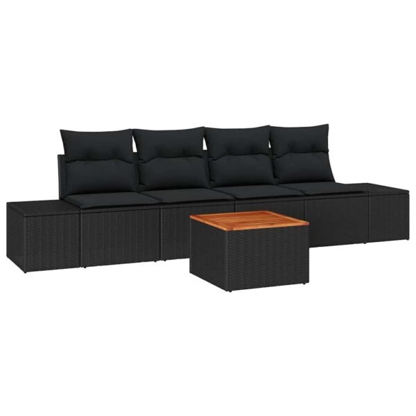 Garden Sofa Set with Storage 5 pcs Black Poly Rattan