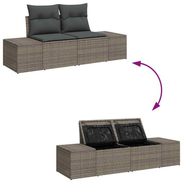 Garden Sofa Set with Storage 9 pcs Grey Poly Rattan