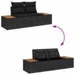 Garden Sofa Set with Cushion 8 pcs Black Poly rattan
