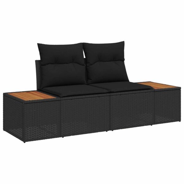 Garden Sofa Set with Cushion 10 pcs Black Poly Rattan