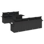Garden Sofa Set with Cushion 8 pcs Black Poly Rattan